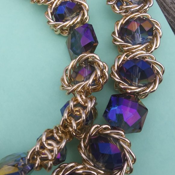 New Eye Candy Los Angeles two strands  statement necklace 14 Kt gold plated - Picture 7 of 16